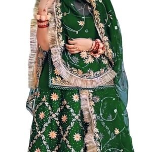 SHYAMLATA Heavy Embroidery Work Semi Stitched Shimmer Silk Designer Rajputi Poshak For Women Rajasthani Lehenga Choli
