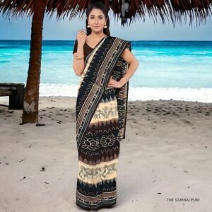 THE SAMBALPURI™ Women's Traditional Bengal Handloom Flowers Design Sambalpuri Pure Cotton Silk