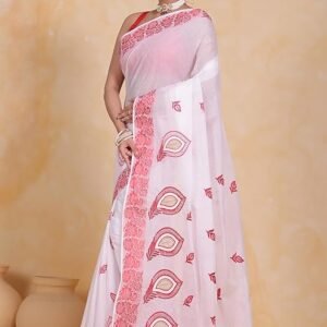 T.J. SAREES Pure Cotton Embroidery Women's Sarees Without Blouse Pcs